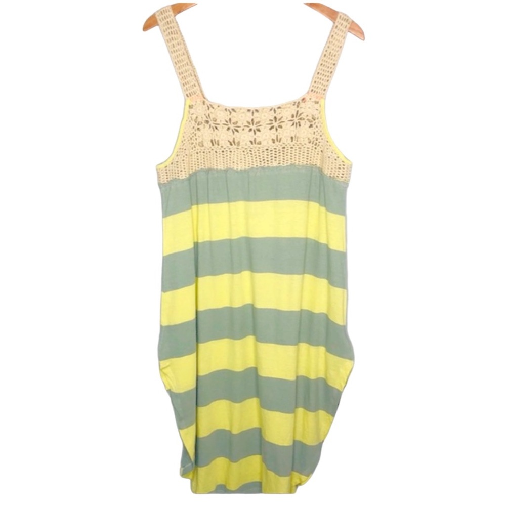 Free People Luca Yellow/Green Striped Sundress